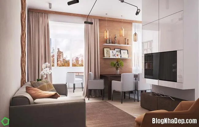 Mẫu nội thất hiện đại dành cho căn hộ chung cư 40m2