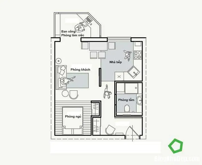 Mẫu nội thất hiện đại dành cho căn hộ chung cư 40m2