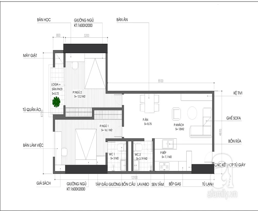 Tư vấn mẫu thiết kế căn hộ 65m² đầy đủ tiện nghi