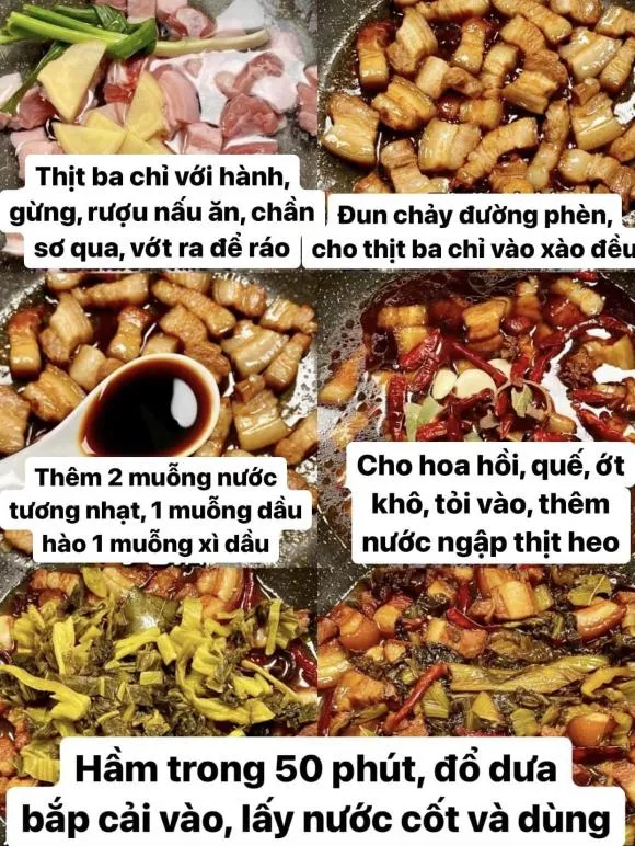 Bí quyết làm món thịt kho dưa cải chua, thơm ngon từng miếng, ăn cực đã miệng