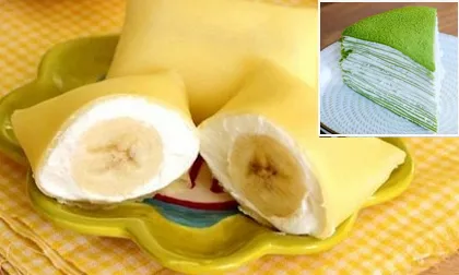 Cách làm bánh crepe chuối và trà xanh ngon ngất ngây