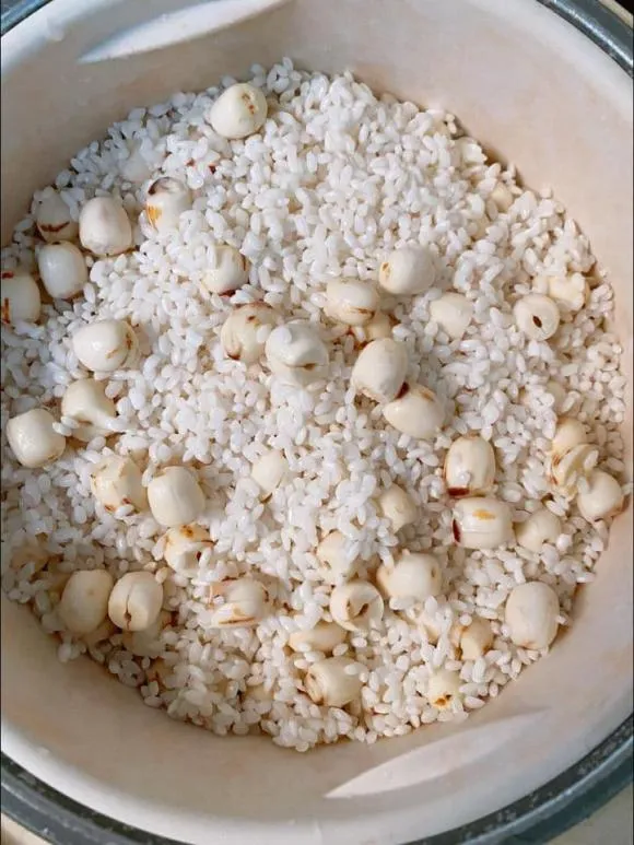 Cách nấu xôi dừa hạt sen cực nhanh bằng nồi cơm điện cho người bận rộn