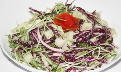 Khéo tay với món salad rau mầm và bắp cải tím