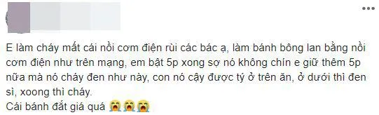 Làm bánh bông lan bằng nồi cơm điện: Bánh hỏng, cháy khét luôn cả nồi, dân mạng chỉ ra sai lầm